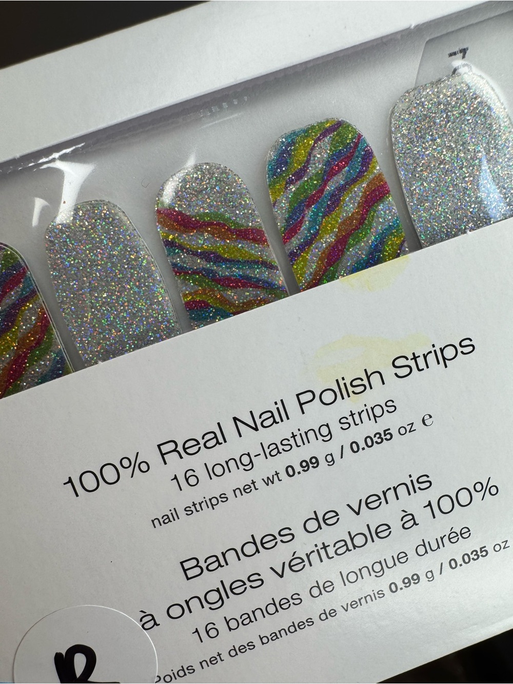 Color Street Silver Holographic & Rainbow Stripe Nail Strips